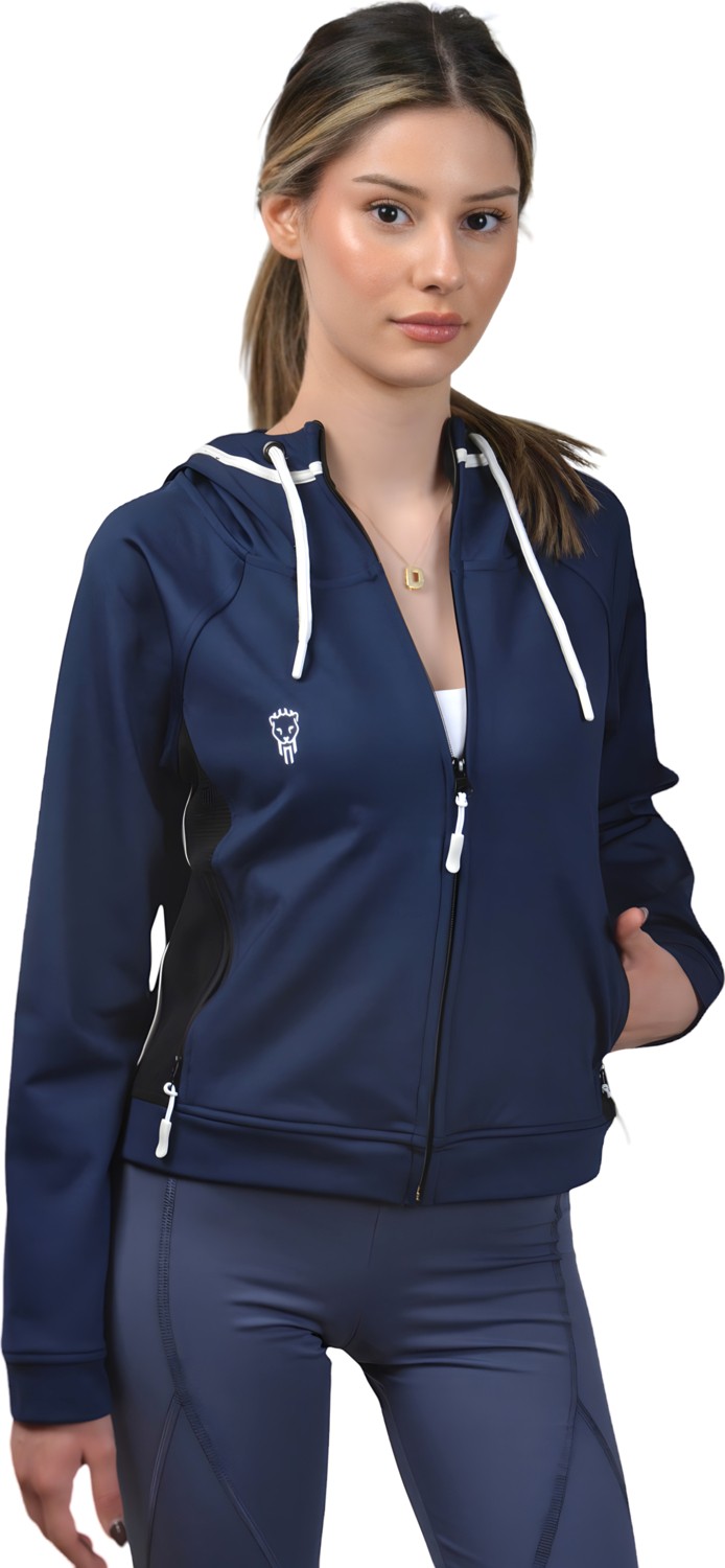 Lioness Activewear Lacivert Kadın Crop Sweatshirt Fermuarlı Sırt Dekolteli Kapüşonlu Eşofman Üstü görsel 5
