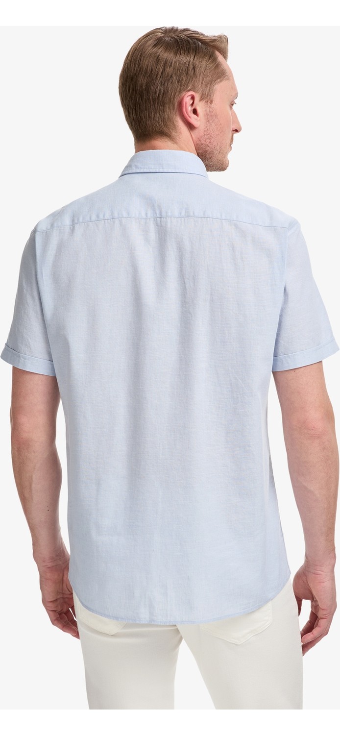 Pierre Cardin Erkek Lacivert Keten Karışımlı Regular Fit Kısa Kollu Gömlek 50325340-VR033 görsel 5
