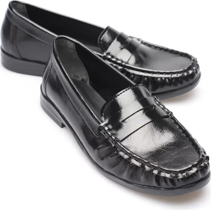 Fantastik Store Siyah Parlak Deri Görünümlü Penny Loafer TR88MS02A görsel 6
