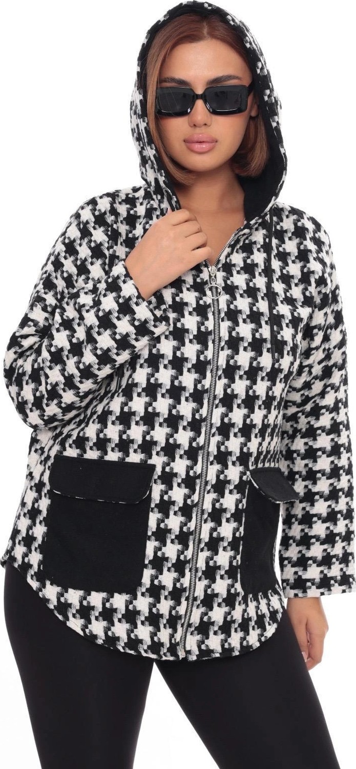 Lady Majestic Büyük Beden Kapüşonlu Fermuarlı Sweatshirt Hırka | 44-58 Beden görsel 6