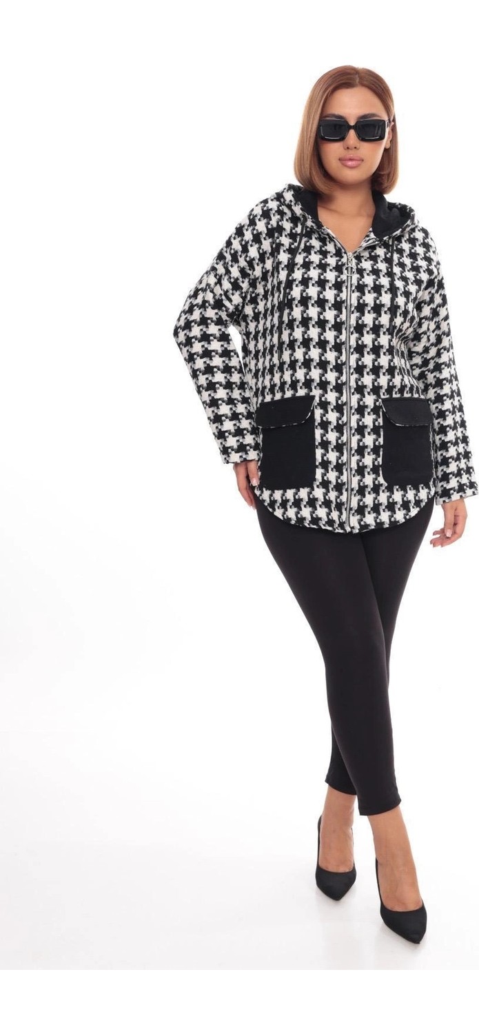 Lady Majestic Büyük Beden Kapüşonlu Fermuarlı Sweatshirt Hırka | 44-58 Beden görsel 7