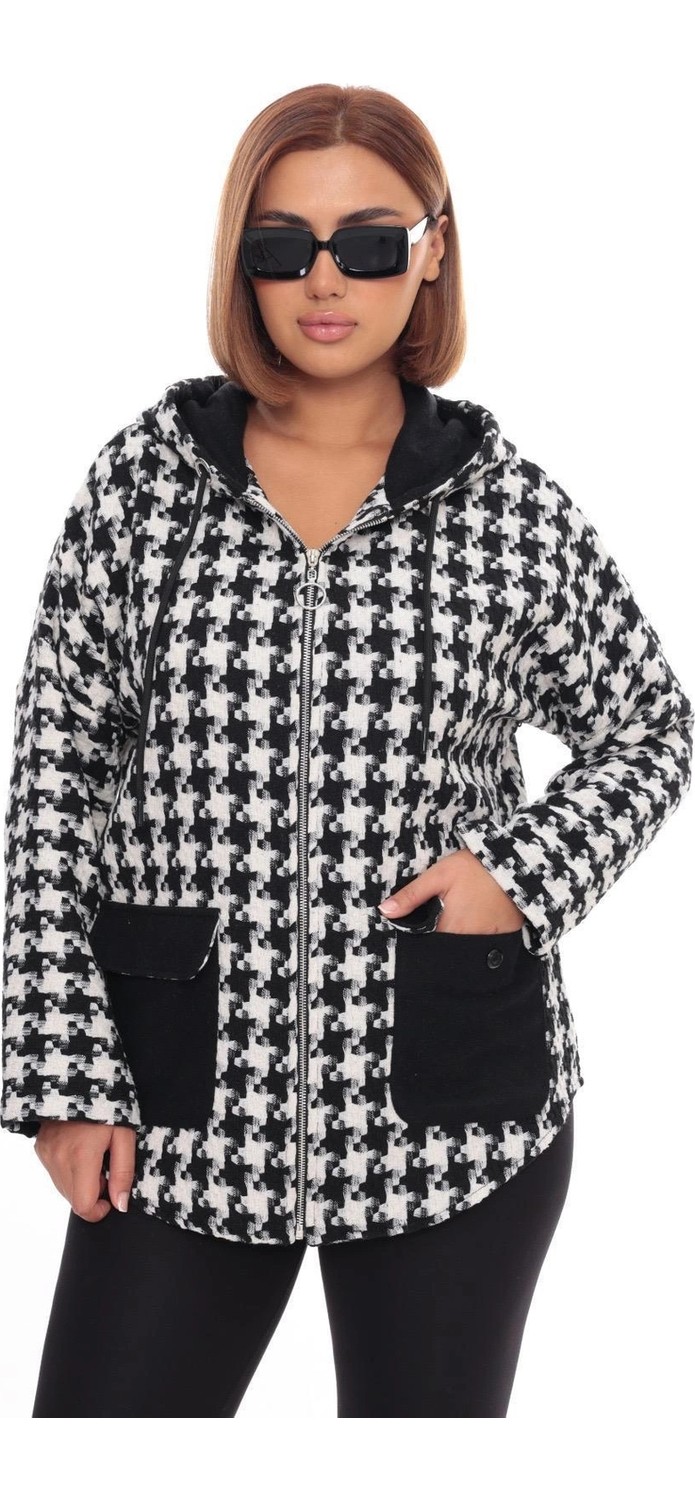 Lady Majestic Büyük Beden Kapüşonlu Fermuarlı Sweatshirt Hırka | 44-58 Beden görsel 8