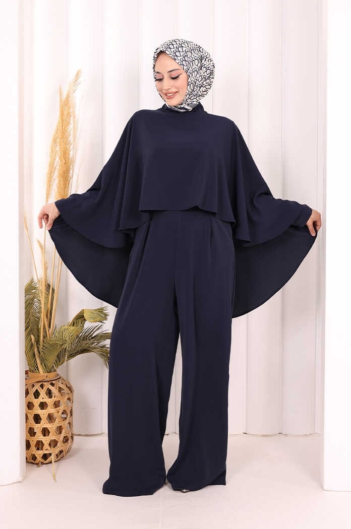 Bym Fashion Pelerinli Tulum 8022 Lacivert