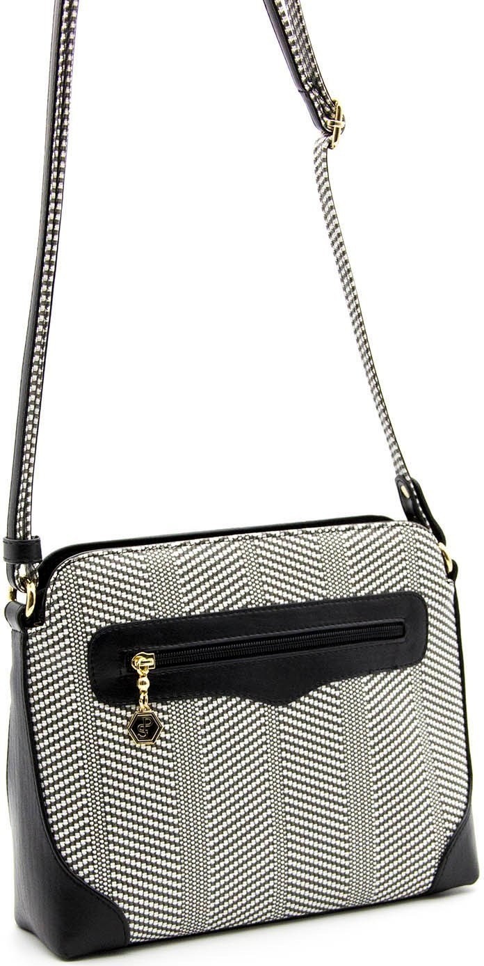 Silver & Polo Silver Polo Siyah Beyaz - Siyah Hasır Kadın Çapraz Çanta SP364 görsel 4