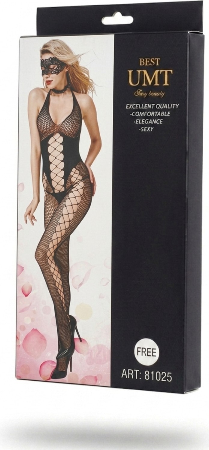 Alıç Fantazi File Vücut Çorabı Seksi Dekolteli Esnek Tek Parça Bodystocking Siyah Kadın Gecelik Iç Giyim görsel 3