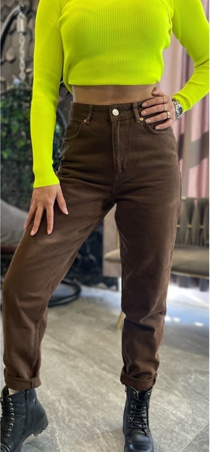 ByCukurovaFrango Siyah Yüksek Bel Mom Jean Kadın Boyfriend Kot Pantolon Toparlayıcı 2024 görsel 4