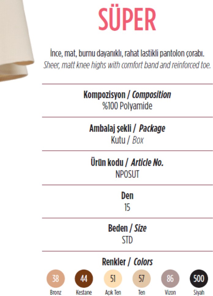 Penti 3 Adet. Açık Ten. Mat. 15 Den. Süper. Ince. Burnu Dayanıklı. Pantolon Çorabı. Renk No:51 görsel 7