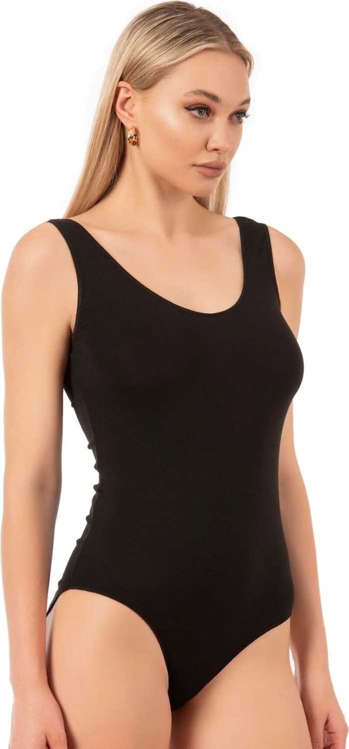 Lirona Modal Kumaş Fitted/vücuda Oturan Terletmez Ön Arka Havuz Yaka Çıtçıtlı Premium Örme Body görsel 3