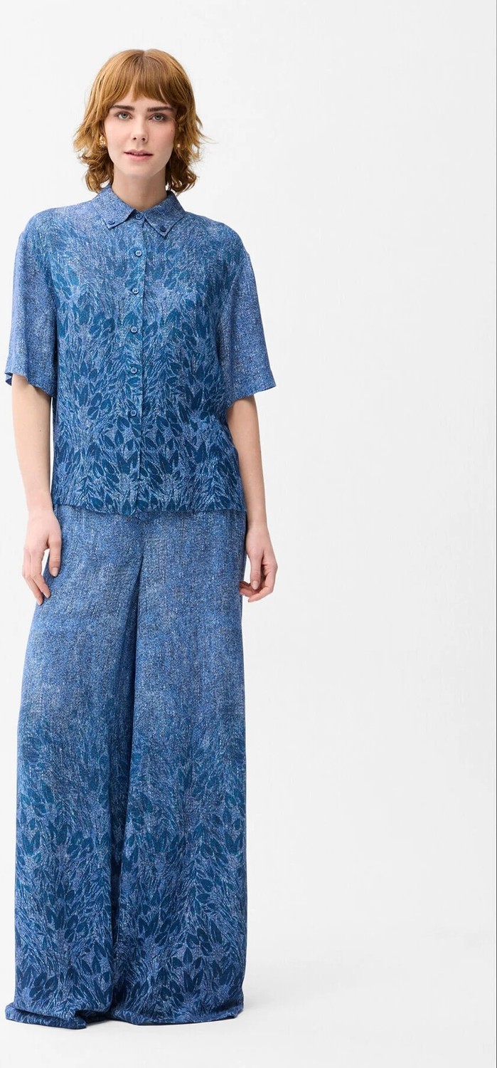 Love My Body Denim Görünümlü Desenli Kısa Kollu Gömlek Lacivert 130L9852000 görsel 3