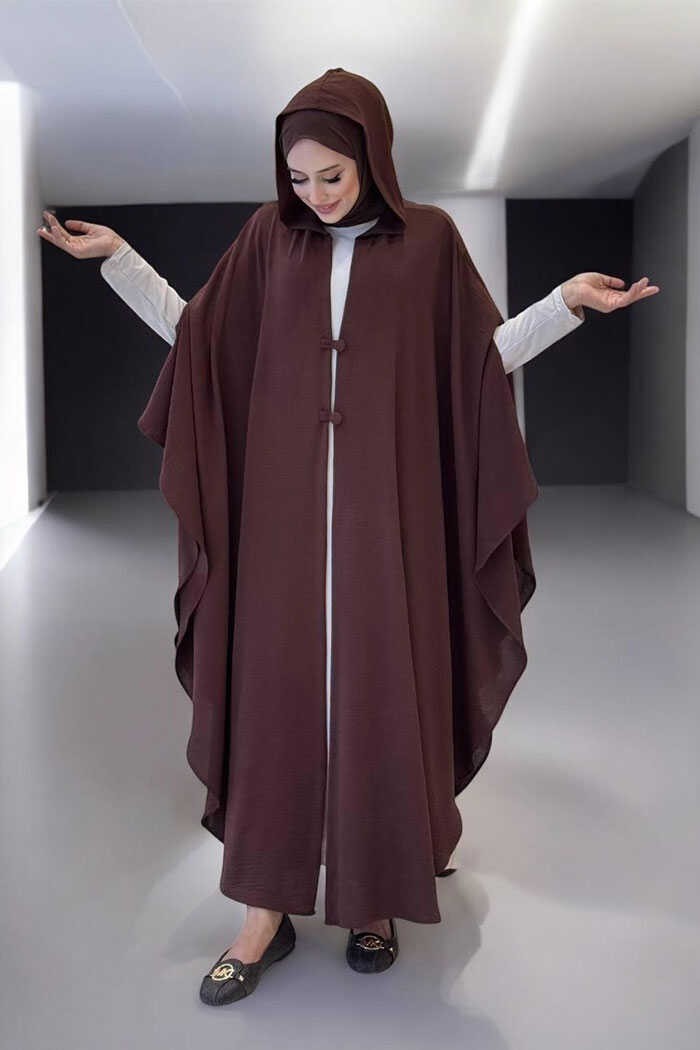 Bym Fashion Kapüşonlu Ayrobin Pelerin 70021 Lacivert