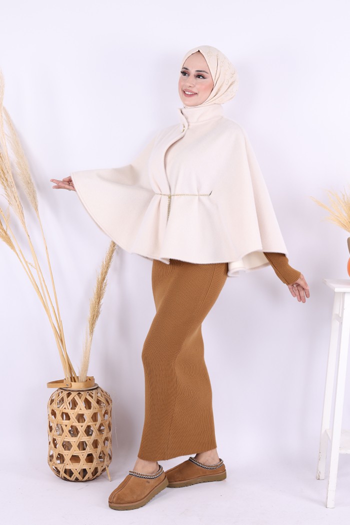 Bym Fashion Zincir Kemer Detaylı Panço 70032 Taş görsel 2