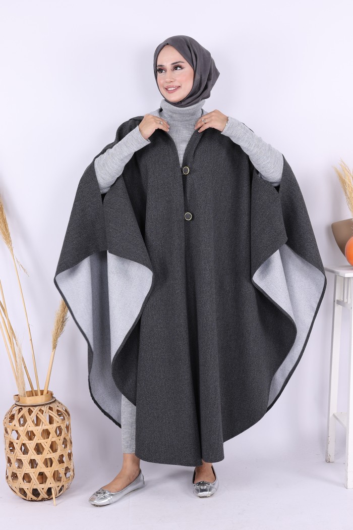 Bym Fashion Kaşe Panço 70037 Taş görsel 7