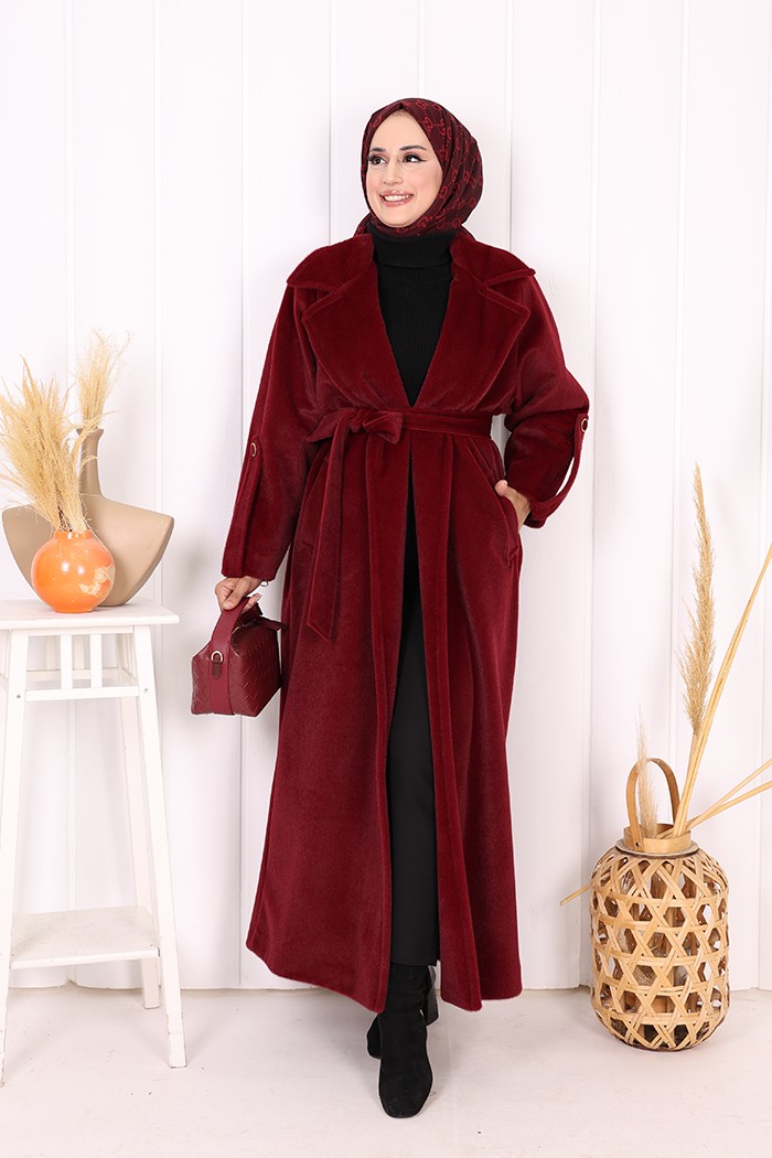 Bym Fashion Kuşaklı Kaban 70058 Mor