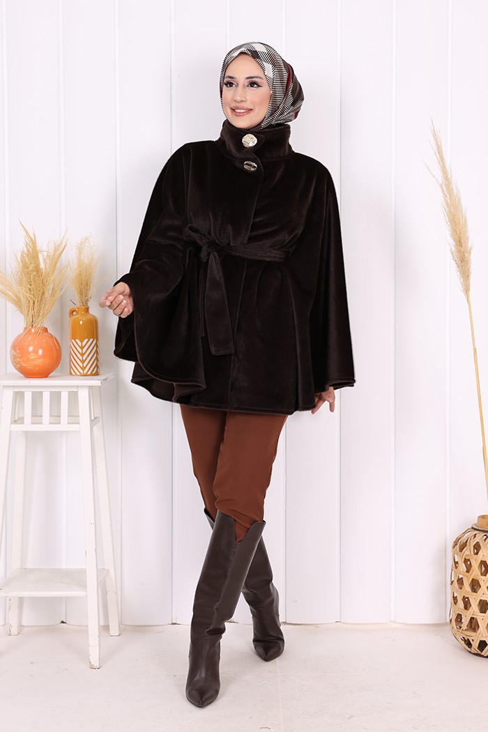Bym Fashion Düğme Detaylı Panço 70060 Lacivert görsel 3