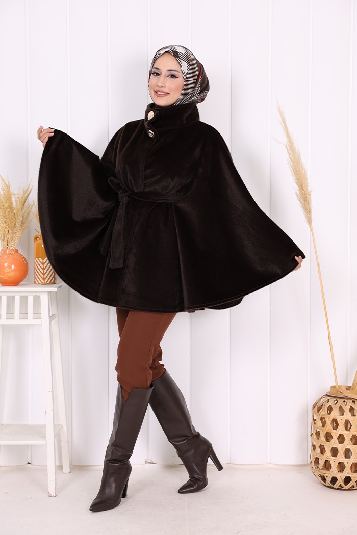 Bym Fashion Düğme Detaylı Panço 70060 Lacivert görsel 4