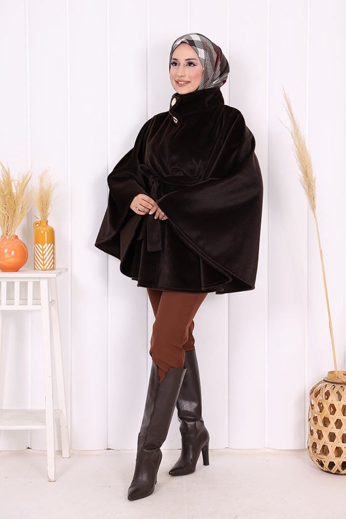 Bym Fashion Düğme Detaylı Panço 70060 Lacivert görsel 5