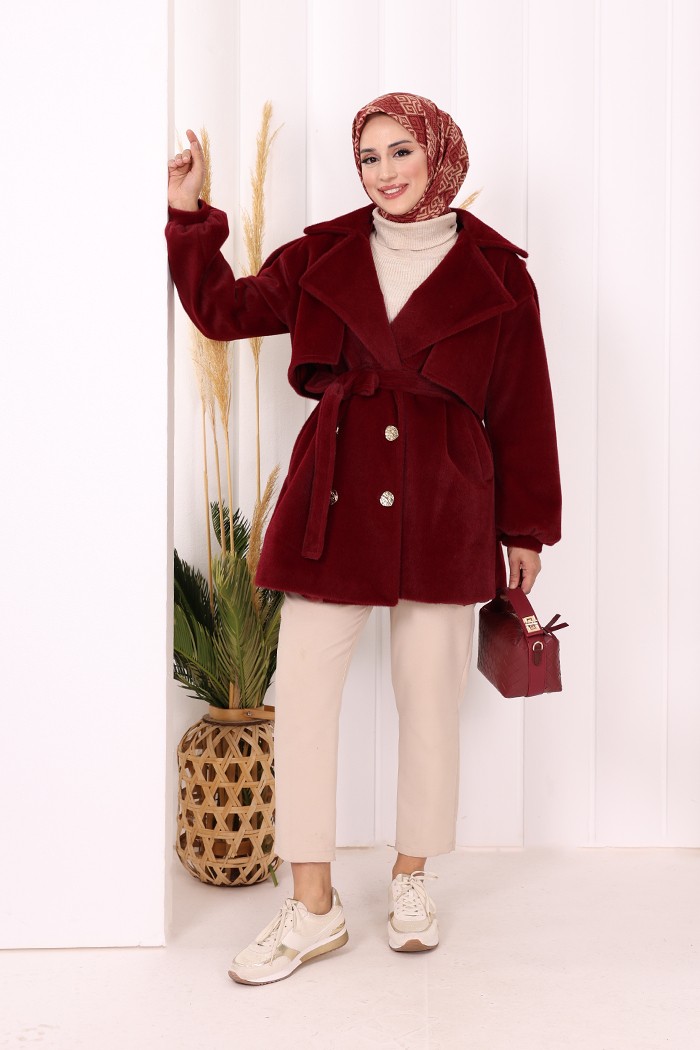 Bym Fashion Düğmeli Kaban 70059 Kahverengi