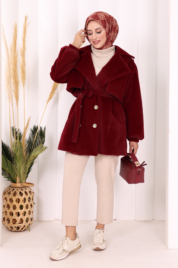 Bym Fashion Düğmeli Kaban 70059 Kahverengi görsel 2