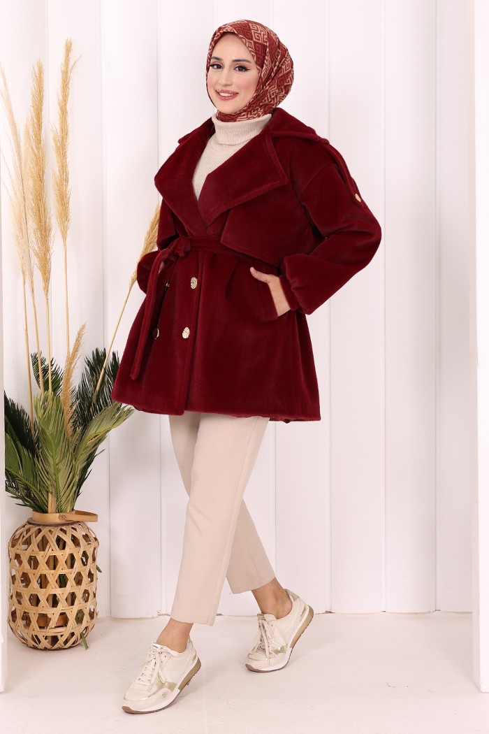 Bym Fashion Düğmeli Kaban 70059 Kahverengi görsel 3