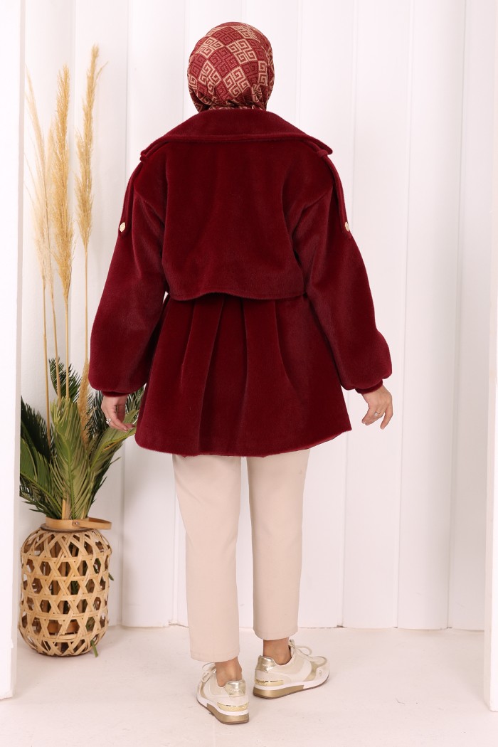 Bym Fashion Düğmeli Kaban 70059 Kahverengi görsel 4