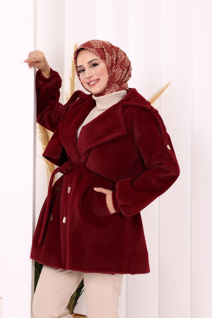 Bym Fashion Düğmeli Kaban 70059 Kahverengi görsel 5