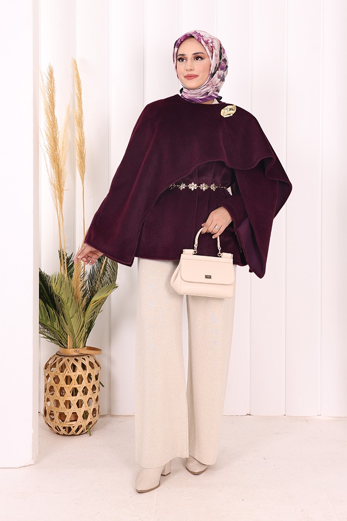 Bym Fashion Atkı Detay Panço 70061 Mor