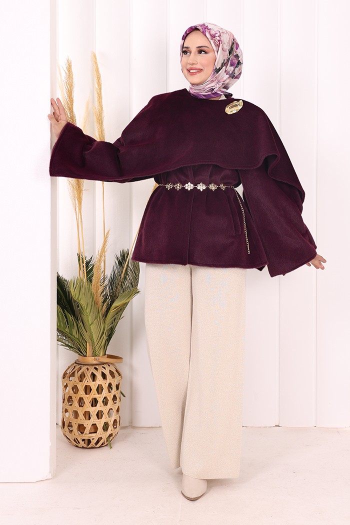 Bym Fashion Atkı Detay Panço 70061 Mor görsel 2