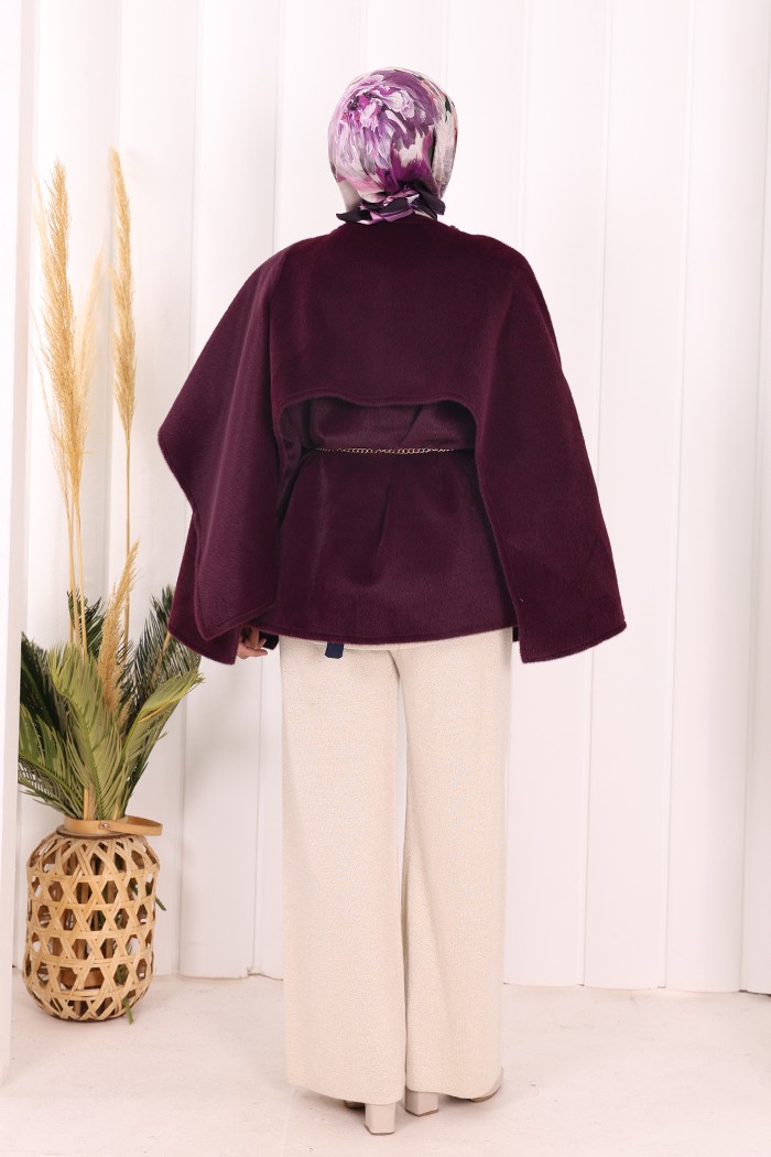 Bym Fashion Atkı Detay Panço 70061 Mor görsel 4