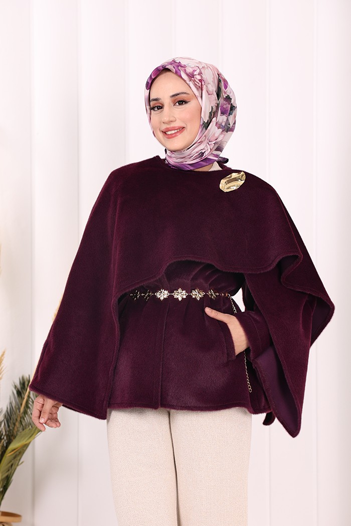 Bym Fashion Atkı Detay Panço 70061 Mor görsel 5