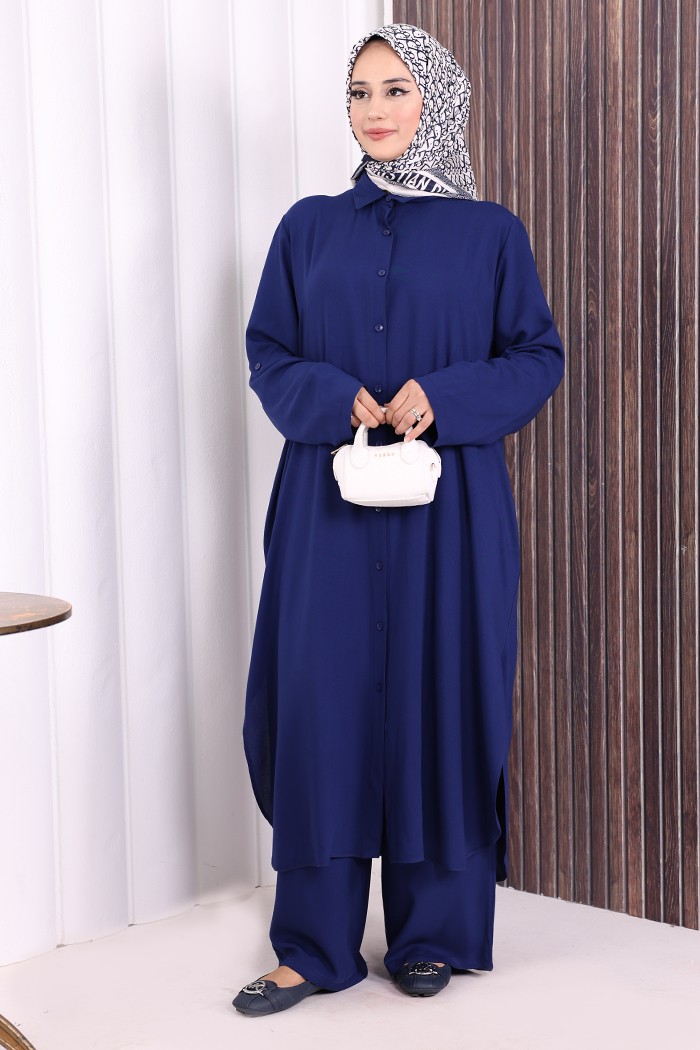 Bym Fashion Düğmeli İkili Takım 6057 Ekru görsel 2