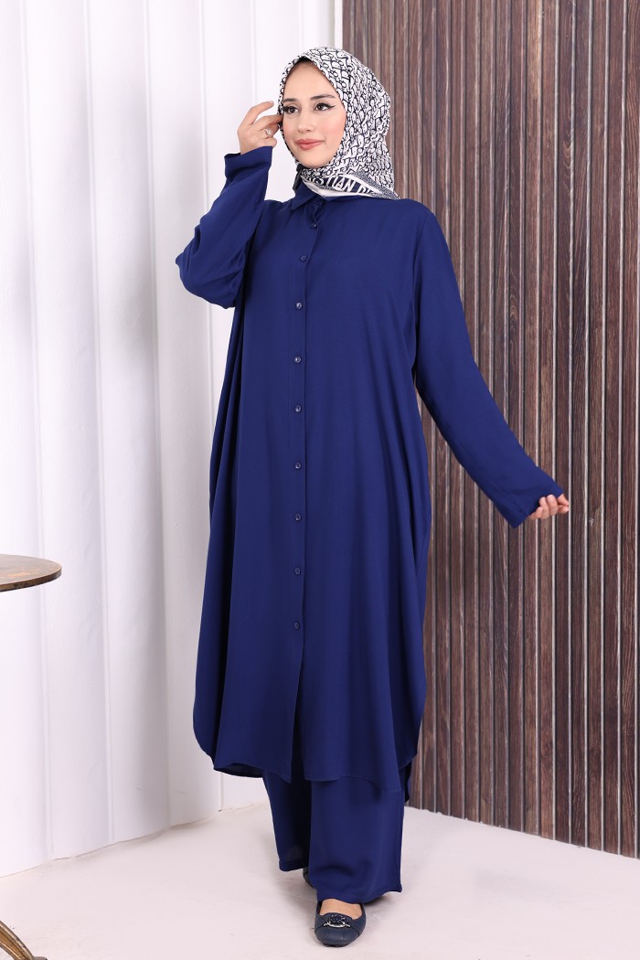 Bym Fashion Düğmeli İkili Takım 6057 Ekru görsel 3