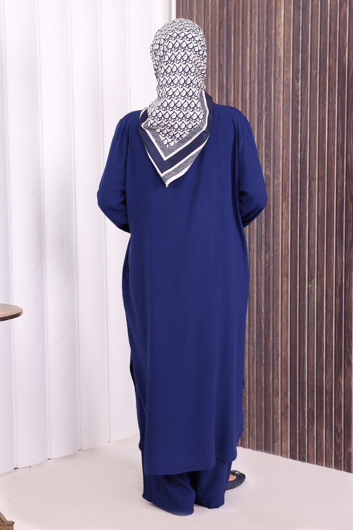 Bym Fashion Düğmeli İkili Takım 6057 Ekru görsel 5