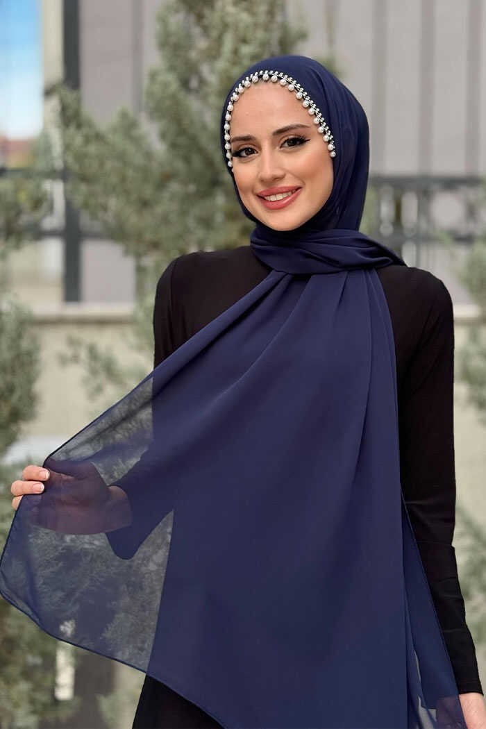 Bym Fashion Incili Şal 2028 Bordo görsel 4