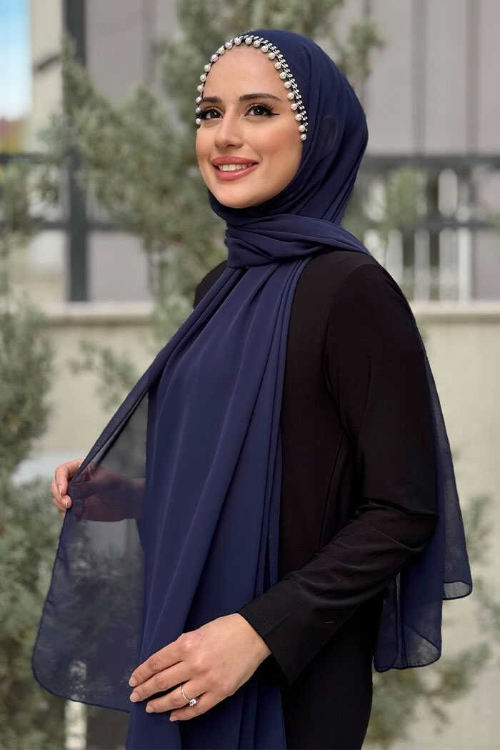 Bym Fashion Incili Şal 2028 Bordo görsel 5
