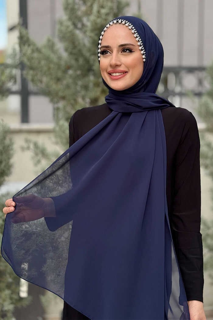 Bym Fashion Incili Şal 2028 Bordo görsel 6
