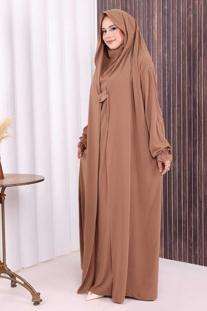Bym Fashion Kendinden Peçeli Sufleli Cilbab 6032 Siyah görsel 2