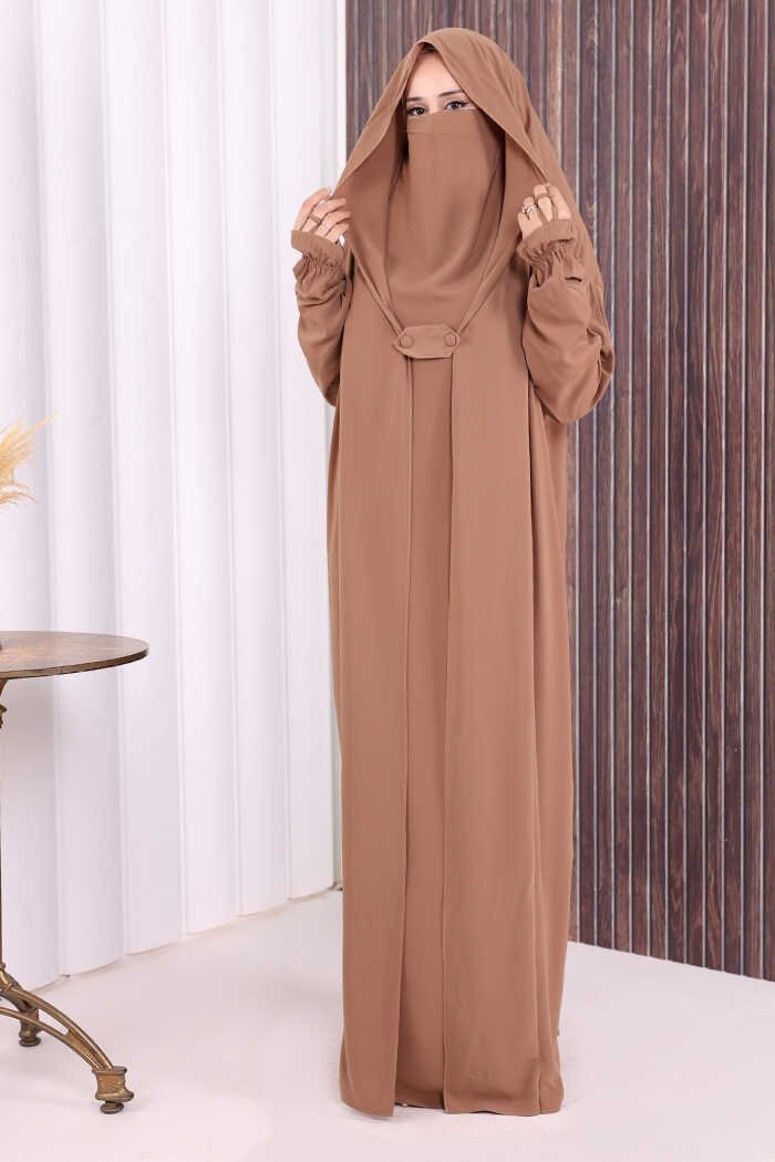 Bym Fashion Kendinden Peçeli Sufleli Cilbab 6032 Siyah görsel 3