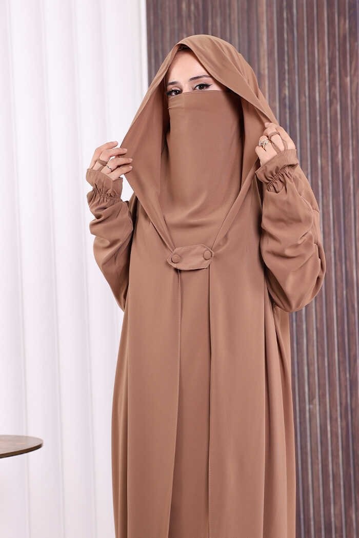 Bym Fashion Kendinden Peçeli Sufleli Cilbab 6032 Siyah görsel 4