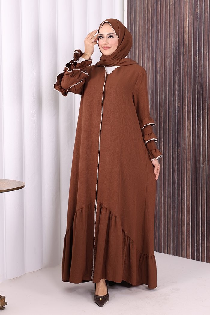 Bym Fashion Ferace ŞAL HEDİYE 70018 Kahverengi