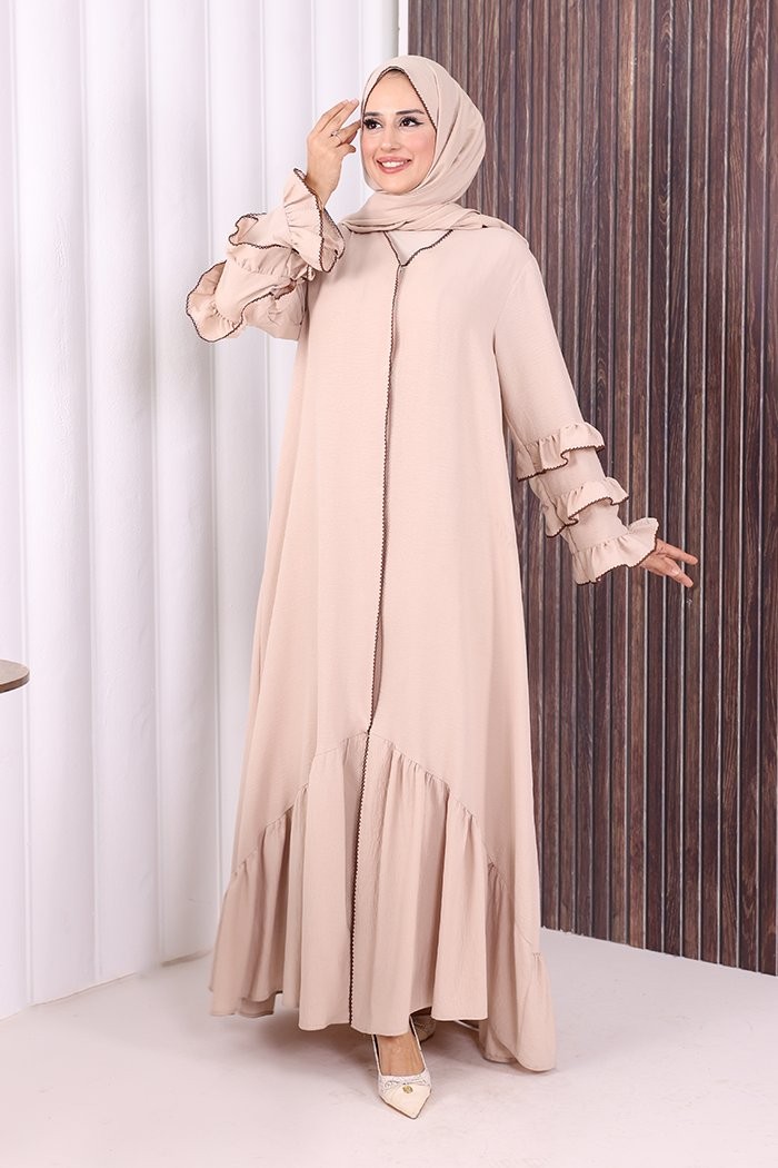 Bym Fashion Ferace ŞAL HEDİYE 70018 Kahverengi görsel 6