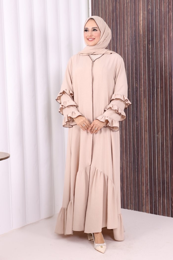 Bym Fashion Ferace ŞAL HEDİYE 70018 Kahverengi görsel 8