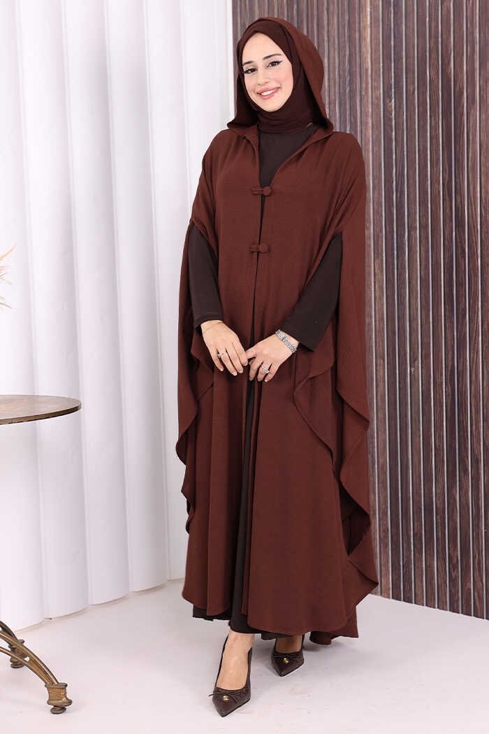 Bym Fashion Kapüşonlu Ayrobin Pelerin 70021 Lacivert görsel 6
