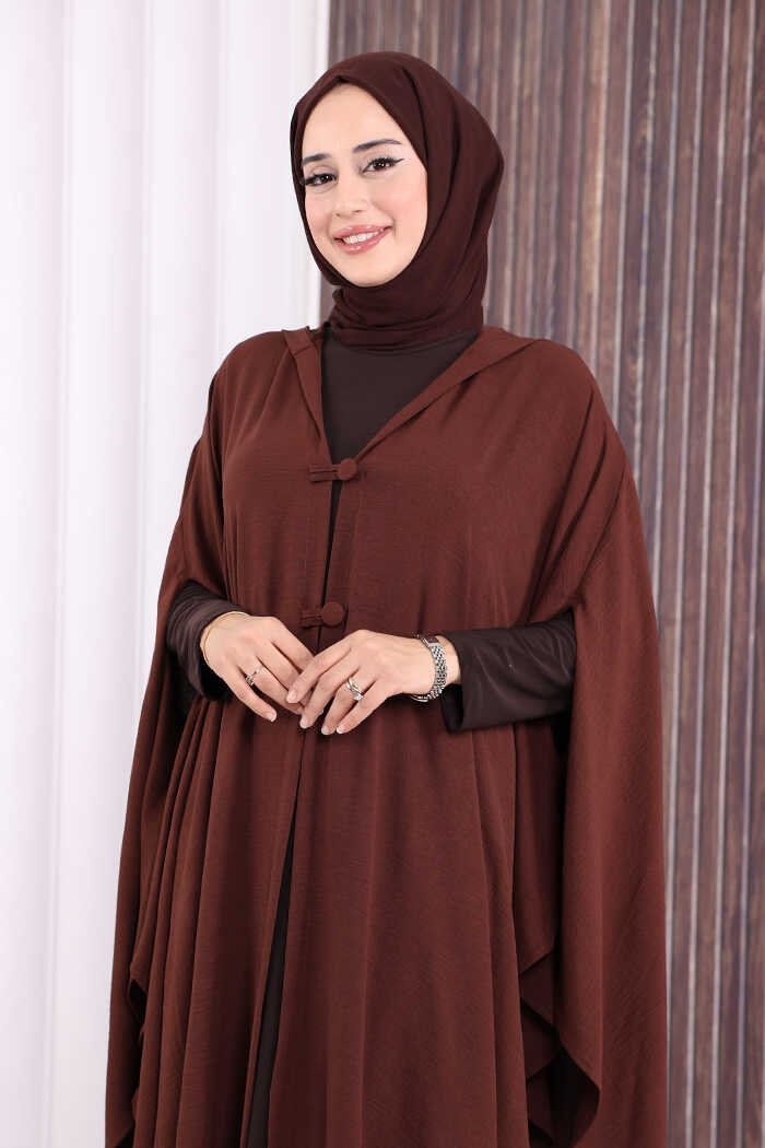 Bym Fashion Kapüşonlu Ayrobin Pelerin 70021 Lacivert görsel 8
