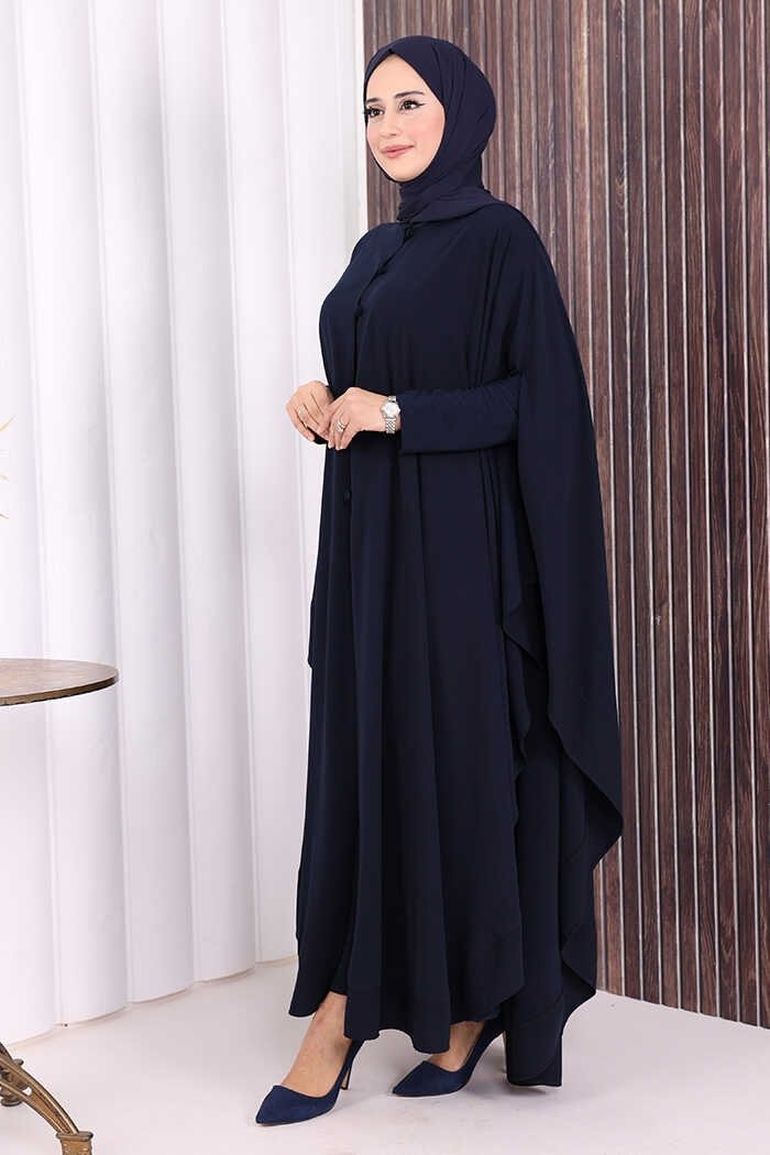 Bym Fashion Düğme Detaylı Pelerin 70024 Ekru görsel 7