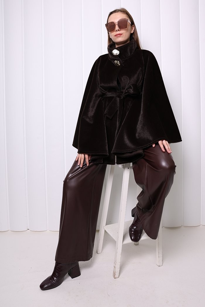 Bym Fashion Düğme Detaylı Panço 70060 Lacivert görsel 6