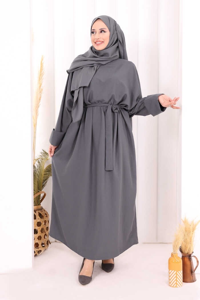 Bym Fashion Yarasakol Elbise Şal Hediyeli 2398 Lacivert görsel 5