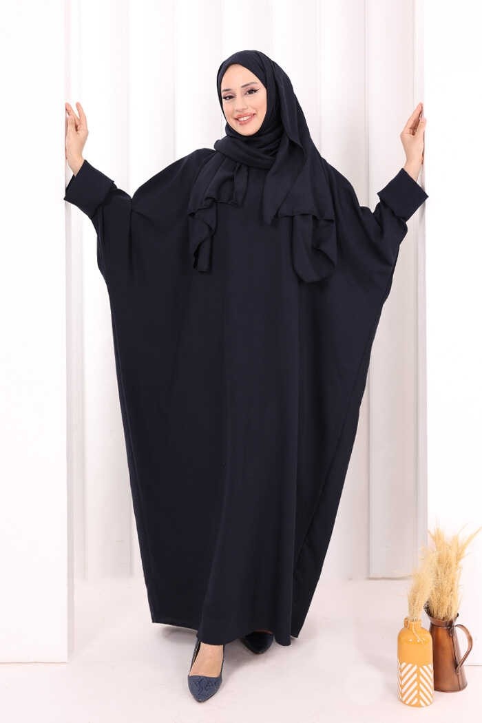 Bym Fashion Yarasakol Elbise Şal Hediyeli 2398 Lacivert görsel 7
