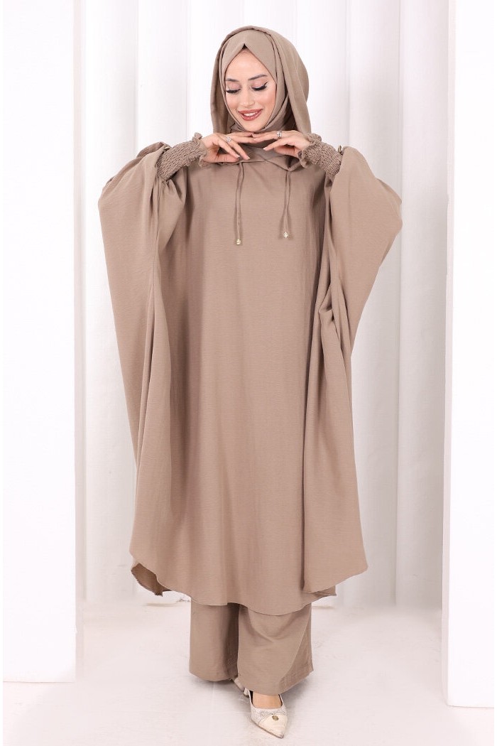 Bym Fashion Yarasakol Kapşonlu Ikili Takım 8033 Bal görsel 7