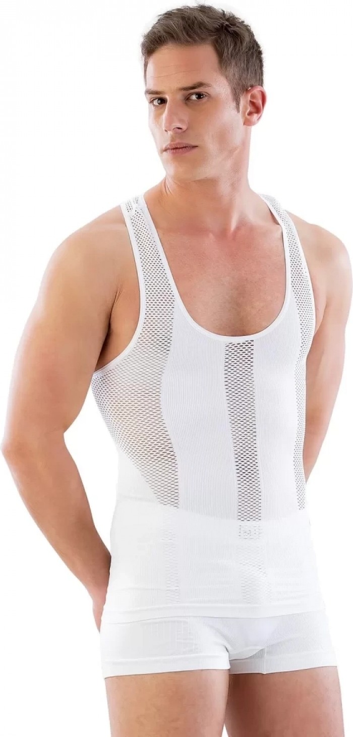 Marsilyan ™- Beyaz Fileli Erkek Korse Atlet