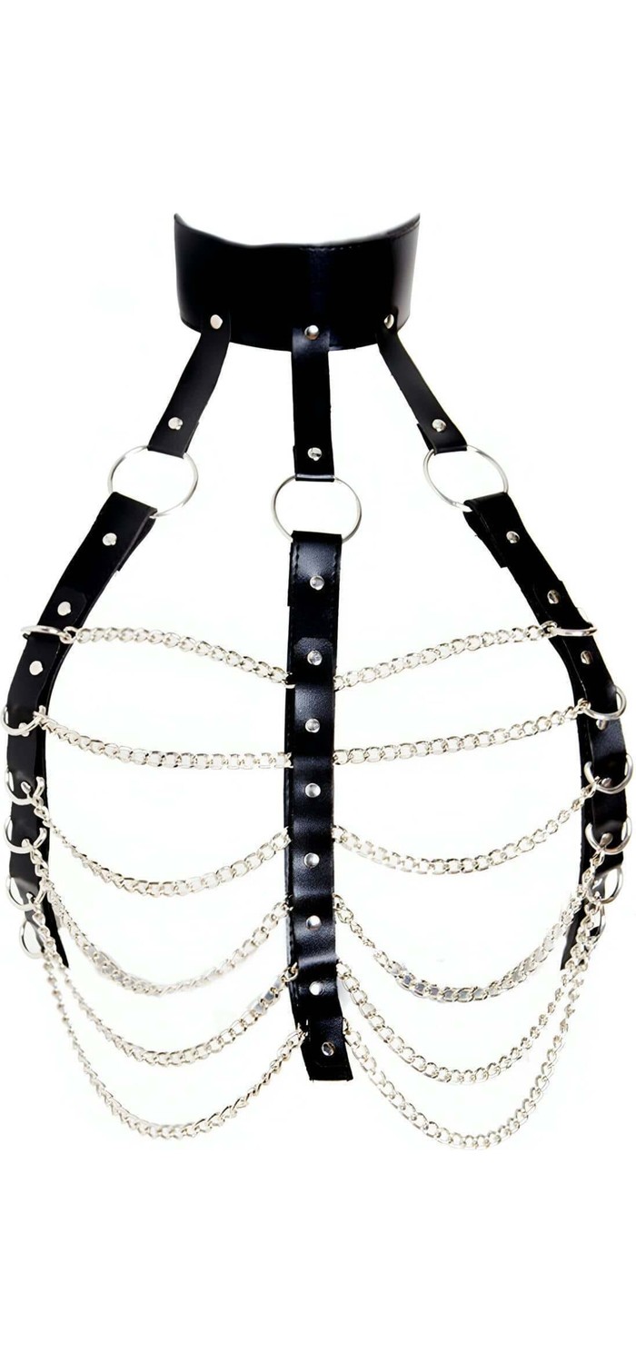 Motto10 Butik Zincirli Fantazi Göğüs Harness - APFT304 görsel 2